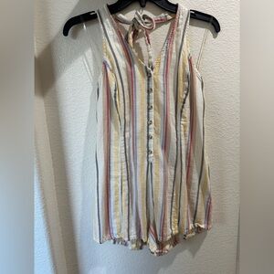 Striped Sleeveless halter tie Women's romper